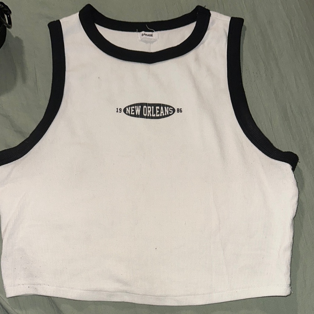 White and Black New Orleans Tank Top